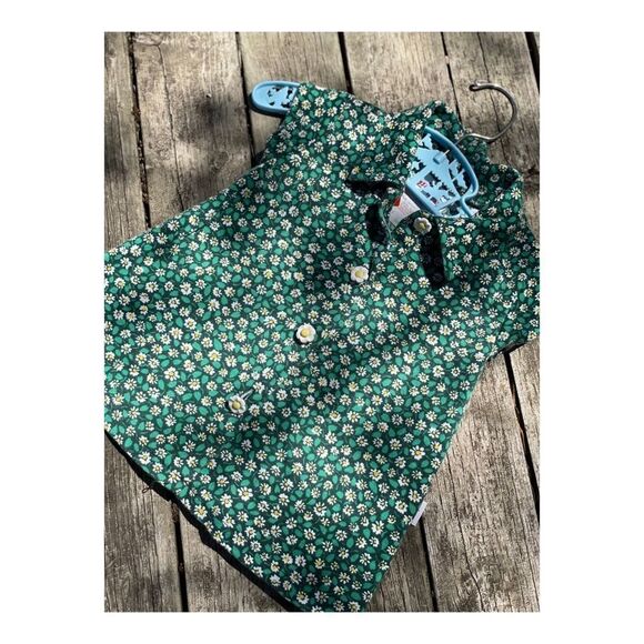 Vintage 80s Milton Fun Wear Daisy Print Button Up Shirt 18M Green Yellow - Picture 1 of 7